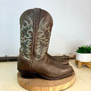 Nocona Western Boots Women’s 9B Brown Leather Embroidered Cowboy Riding Boots